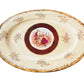 Decorative Serving Tray with Handle, Porcelain Plate with Gold Trim, Victorian Courting Couple Center Design, Cream with Burgundy Border