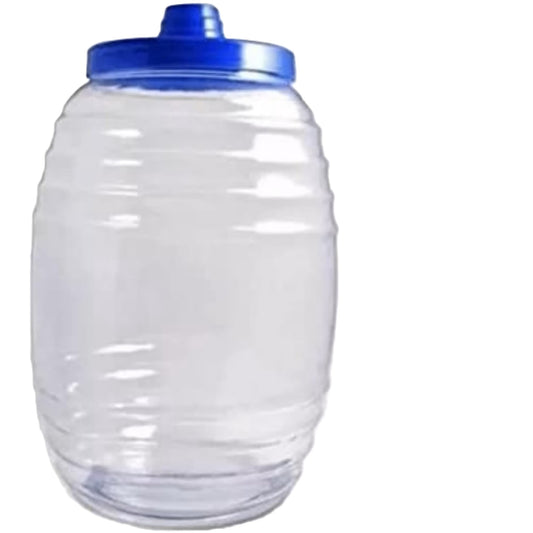 Plastic Water Dispenser Jug with Blue Lid and Stainless Steel Ladle, Clear, Large Capacity Beverage Container 5 Gallon Made in Mexico
