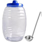 Plastic Water Dispenser Jug with Blue Lid and Stainless Steel Ladle, Clear, Large Capacity Beverage Container 5 Gallon Made in Mexico