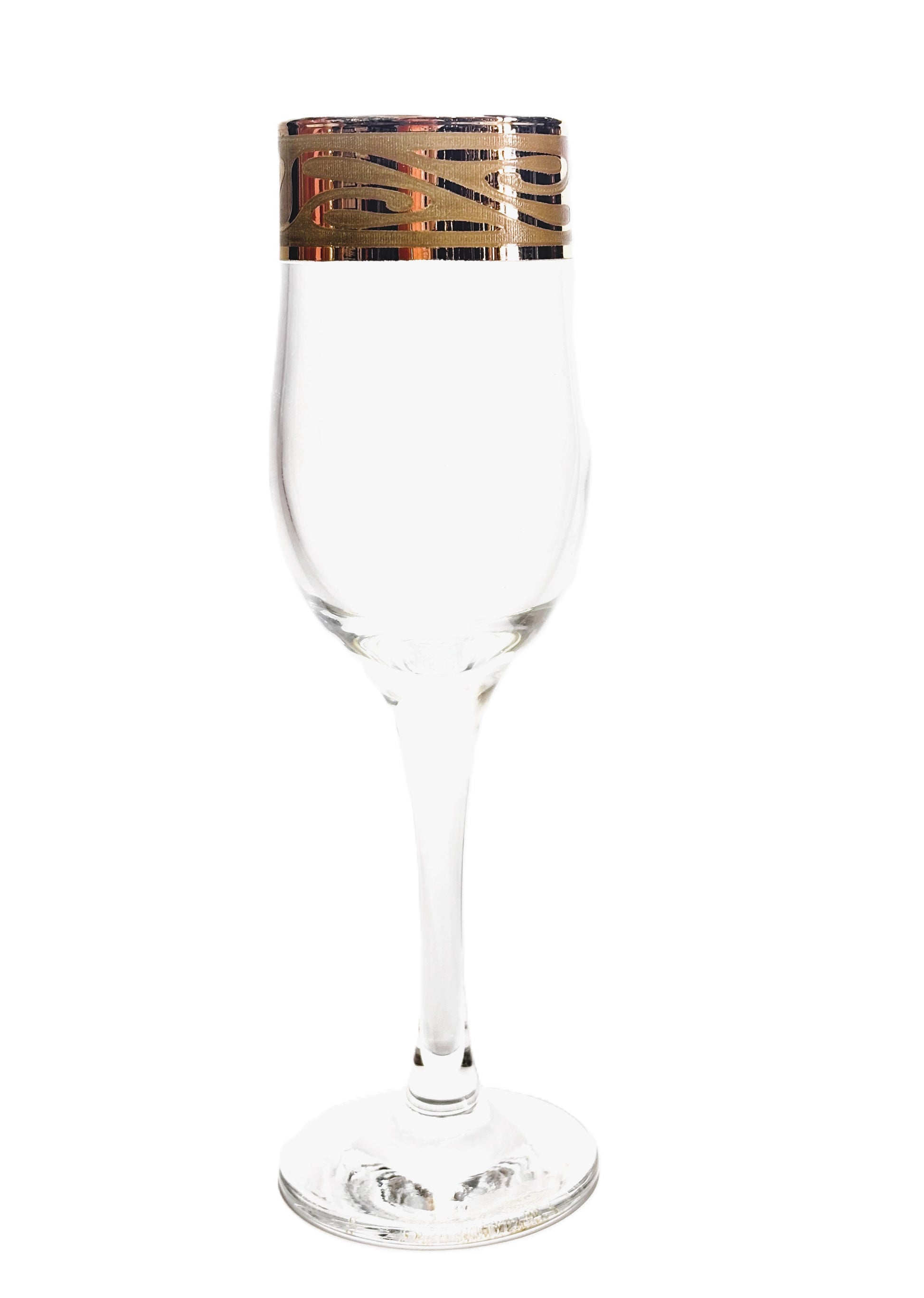 PROMSIZ Wine Glasses Set with Gold Greek Key Rim, Clear Glass, Stemmed – R  & B Import