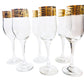 PROMSIZ Wine Glasses Set with Gold Greek Key Rim, Clear Glass, Stemmed, 6 Piece Set