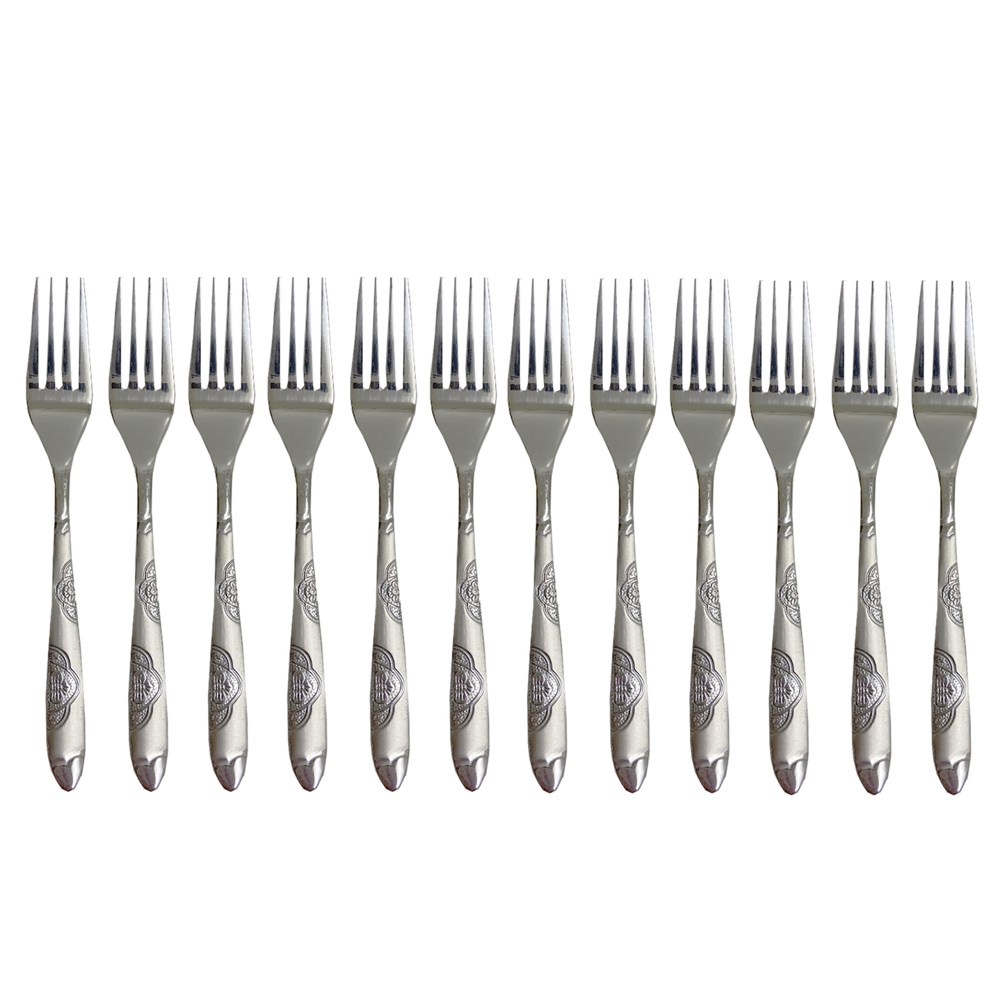 12 PC Wavy Cloud Design Stainless Steel Silver Tea Fork