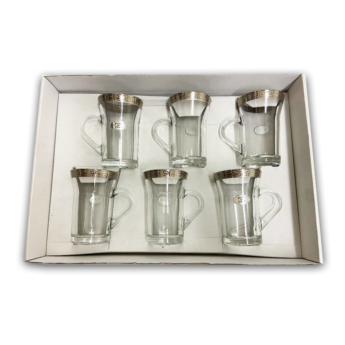 6 PC Gold Versace Inspired Design Glass Cups