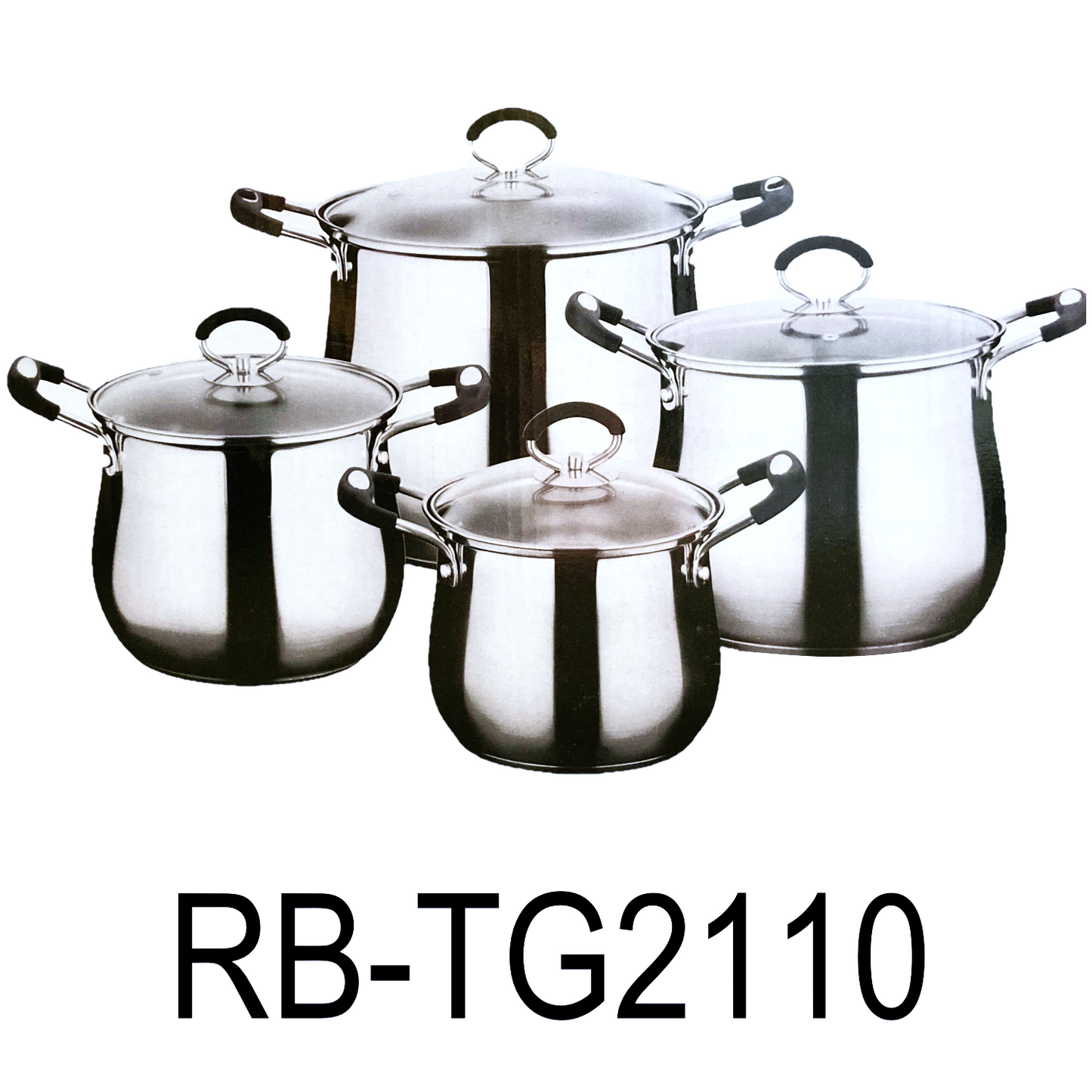 8 PC Stainless Steel Cookware Set With Silicone Handles