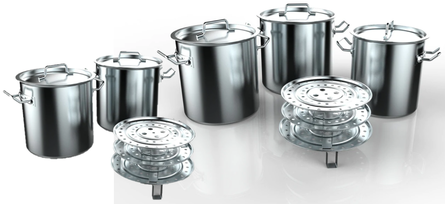 5 PC Stainless Steel Tamales Stockpot With Steamer Rack