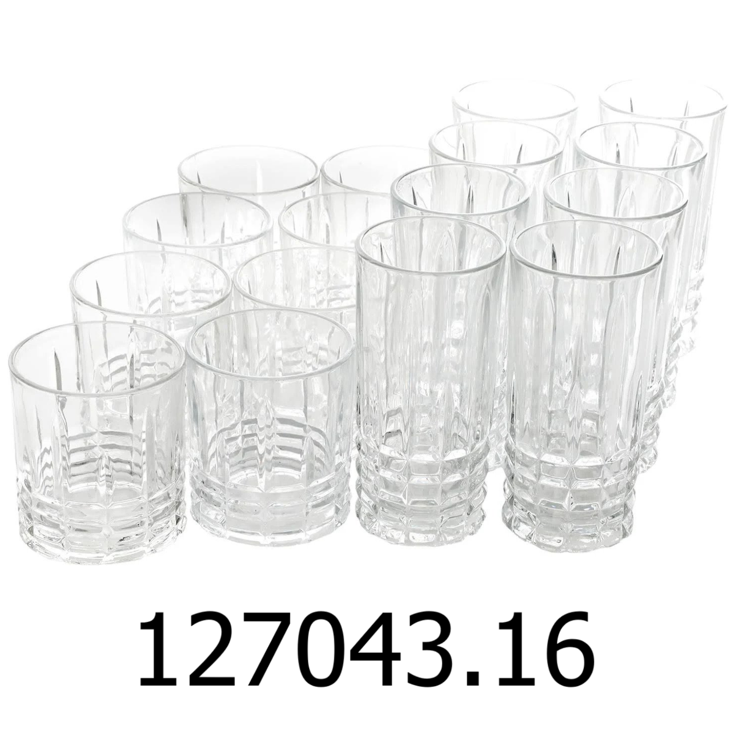 16 PC Jewelite Tumbler and Double Old Fashioned Glass Set