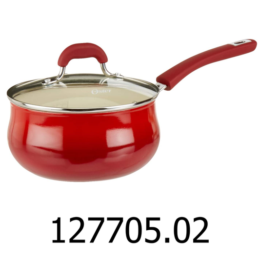 3 QT Red Oster Non Stick Saucepan