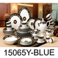 49 PC Greek Blue Medusa Pattern Royal Dinner Set