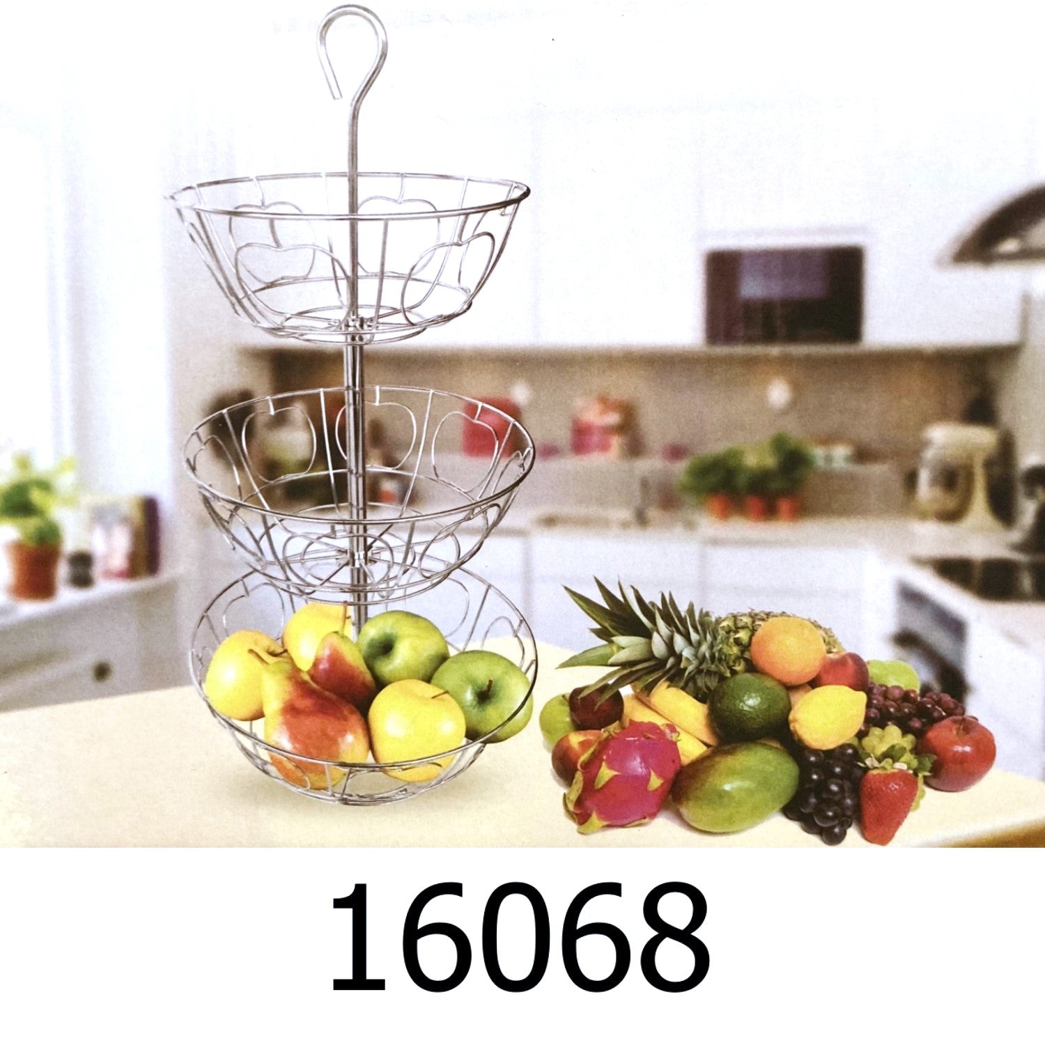 Fruit Key Rack 3 Tier All Purpose Chrome Metal Fruit Rack – R & B Import
