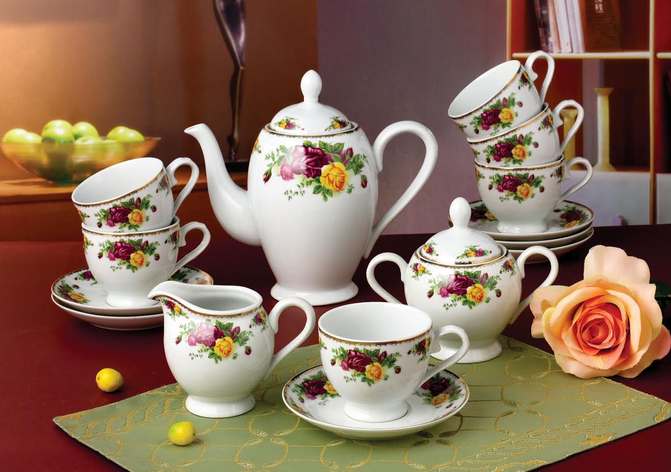 49 PC Rose Royal Dinner Set