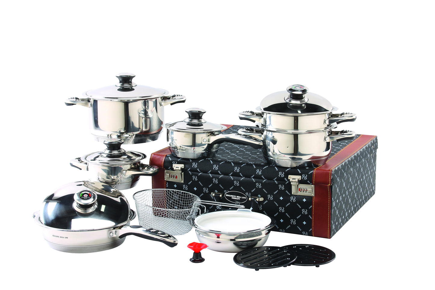 18 PC Stainless Steel Cookware Set With Thermometer