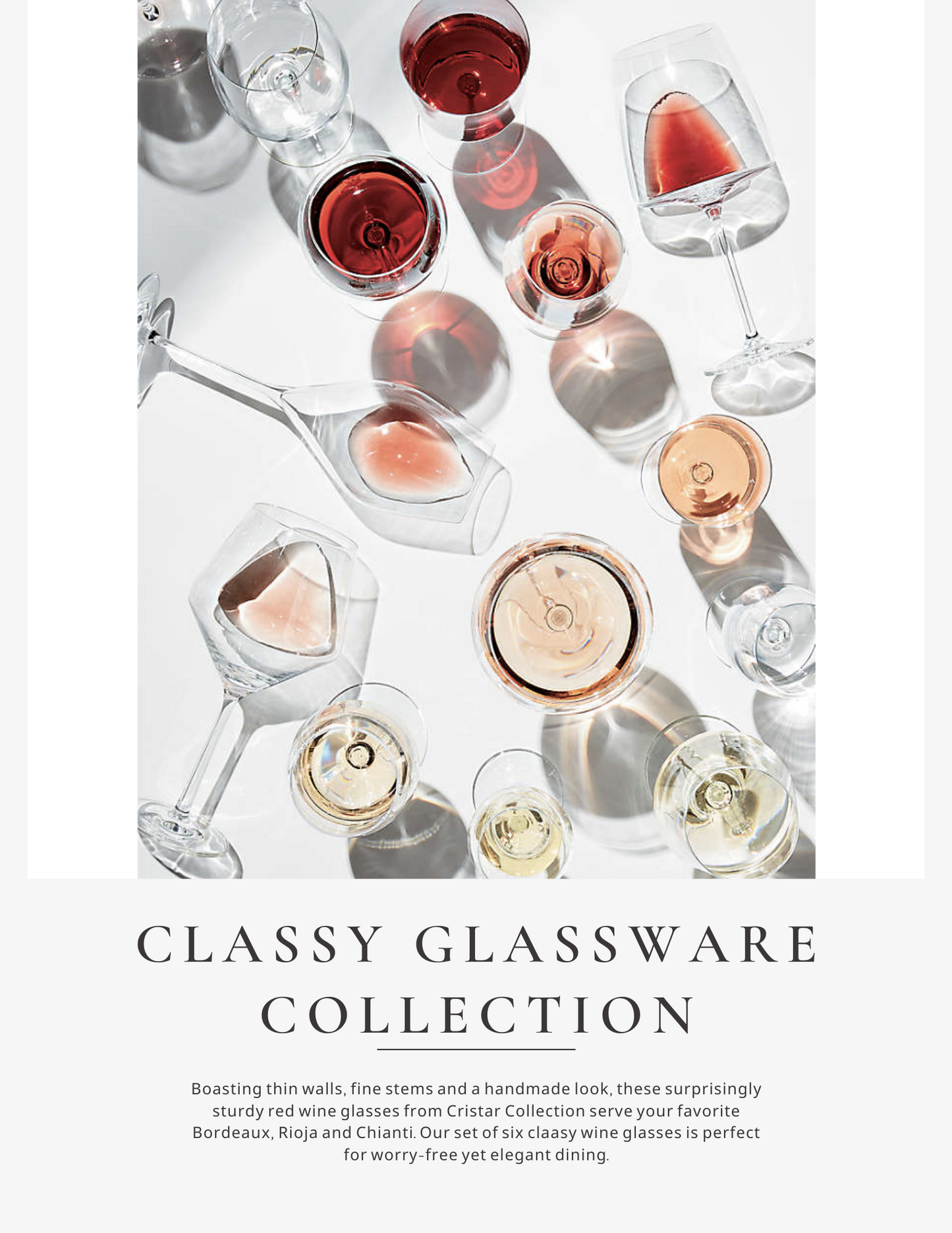 6 PC 8.5 Oz Cristar Versalles Wine Glasses