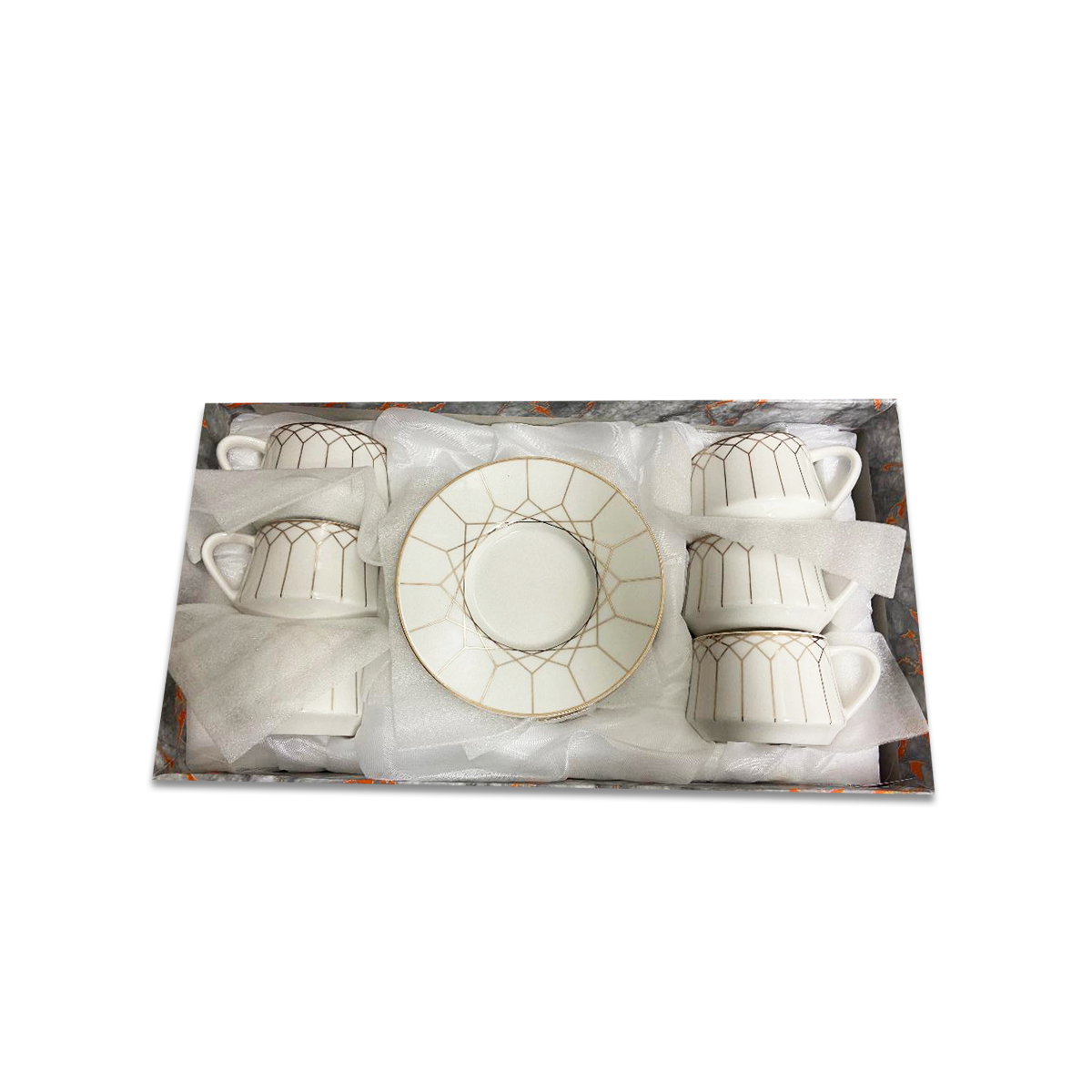 12 PC White & Gold Turkish Coffee Cup and Saucer