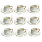 12 PC Matte White & Gold Coffee Set