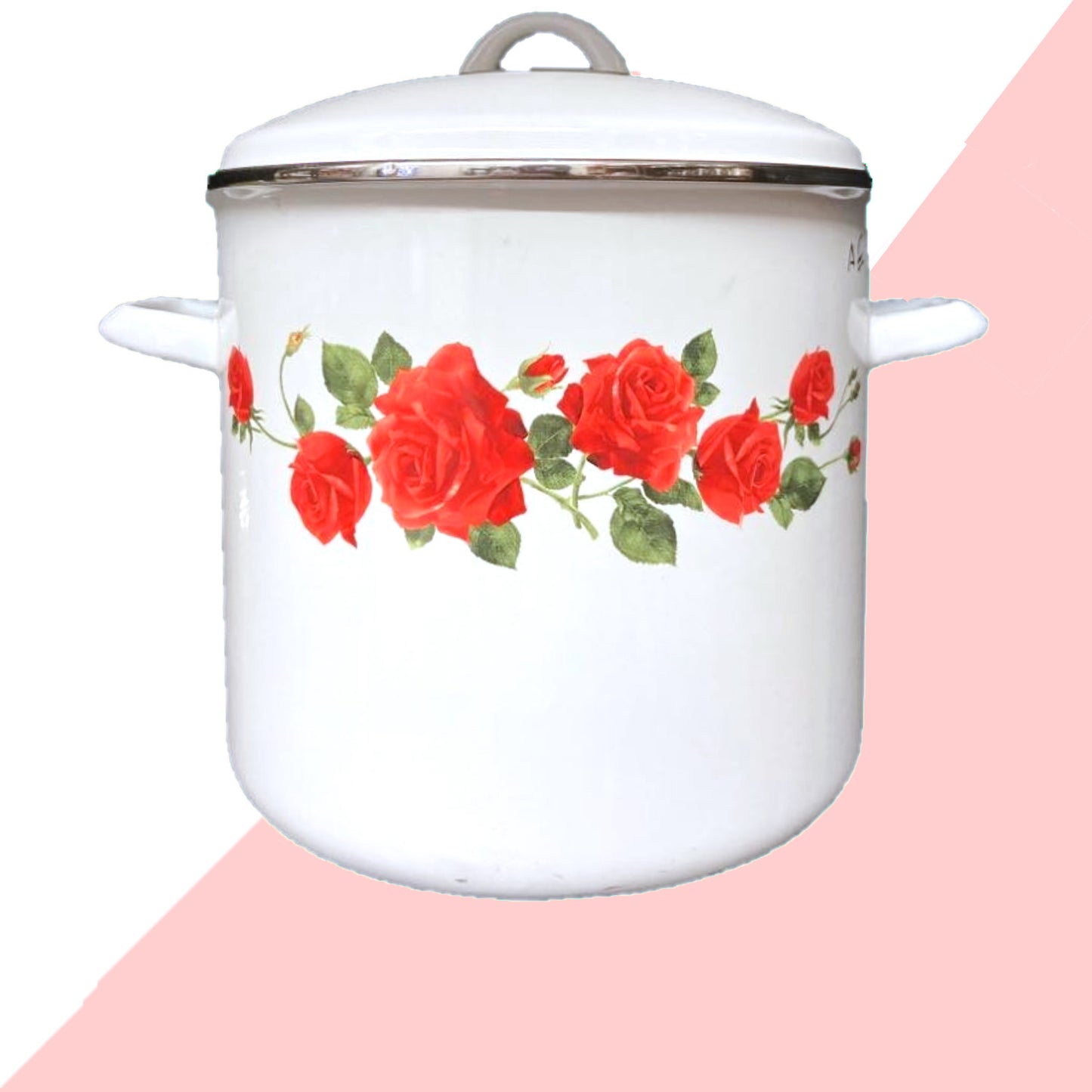12 QT Rose Enamel Stock Pot with Lid