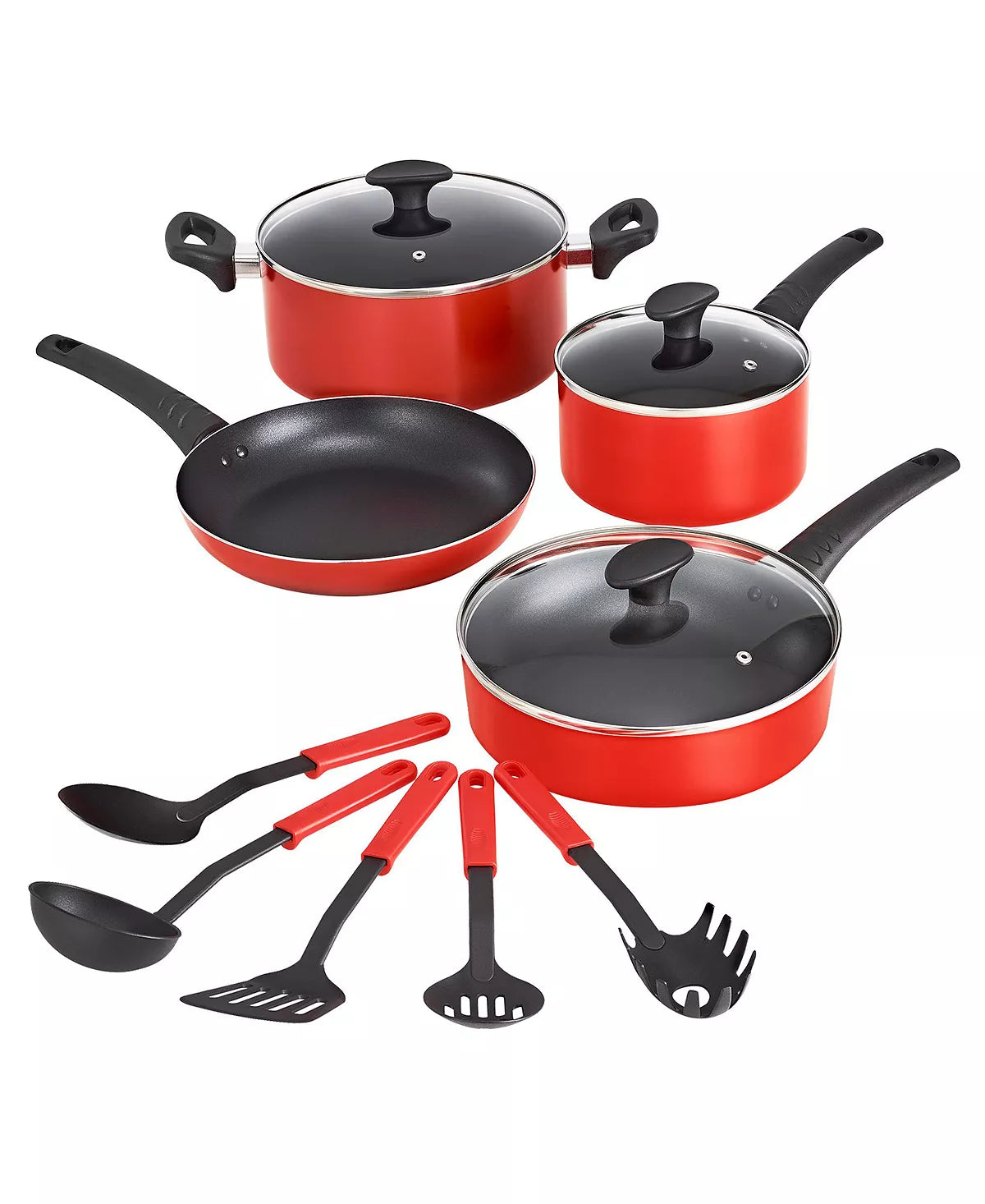 Non Stick Cookware Set - Red Carbon Steel 8 Pcs Stock Pot Utensils Fry –  Icydeals
