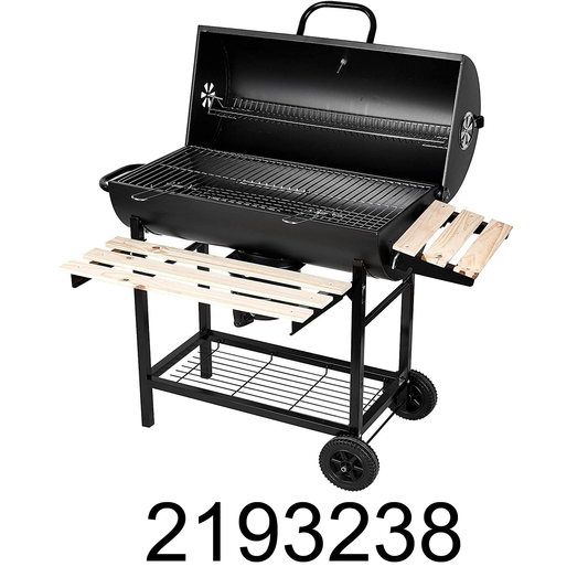 Charcoal BBQ Camping Grill with Wooden Shelves- Charcoal Grill