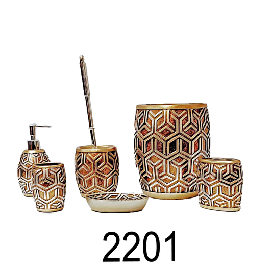 7 PC Honey Pattern Bathroom Accessories Set