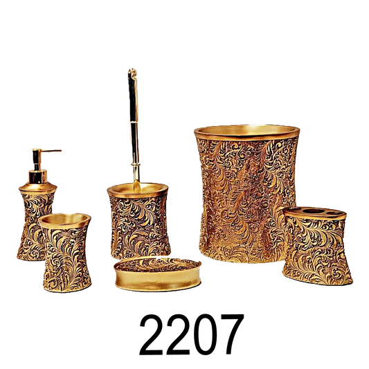 7 PC Ivy Pattern Bathroom Accessories Set-Gold