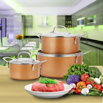 6 PC Heavy Gauge Non-Stick Aluminum Cookware Set