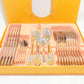 24 PC Flower Design Stainless Steel Silver & Gold Cutlery Set
