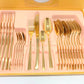 24 PC Classic Stainless Steel Gold Cutlery Set