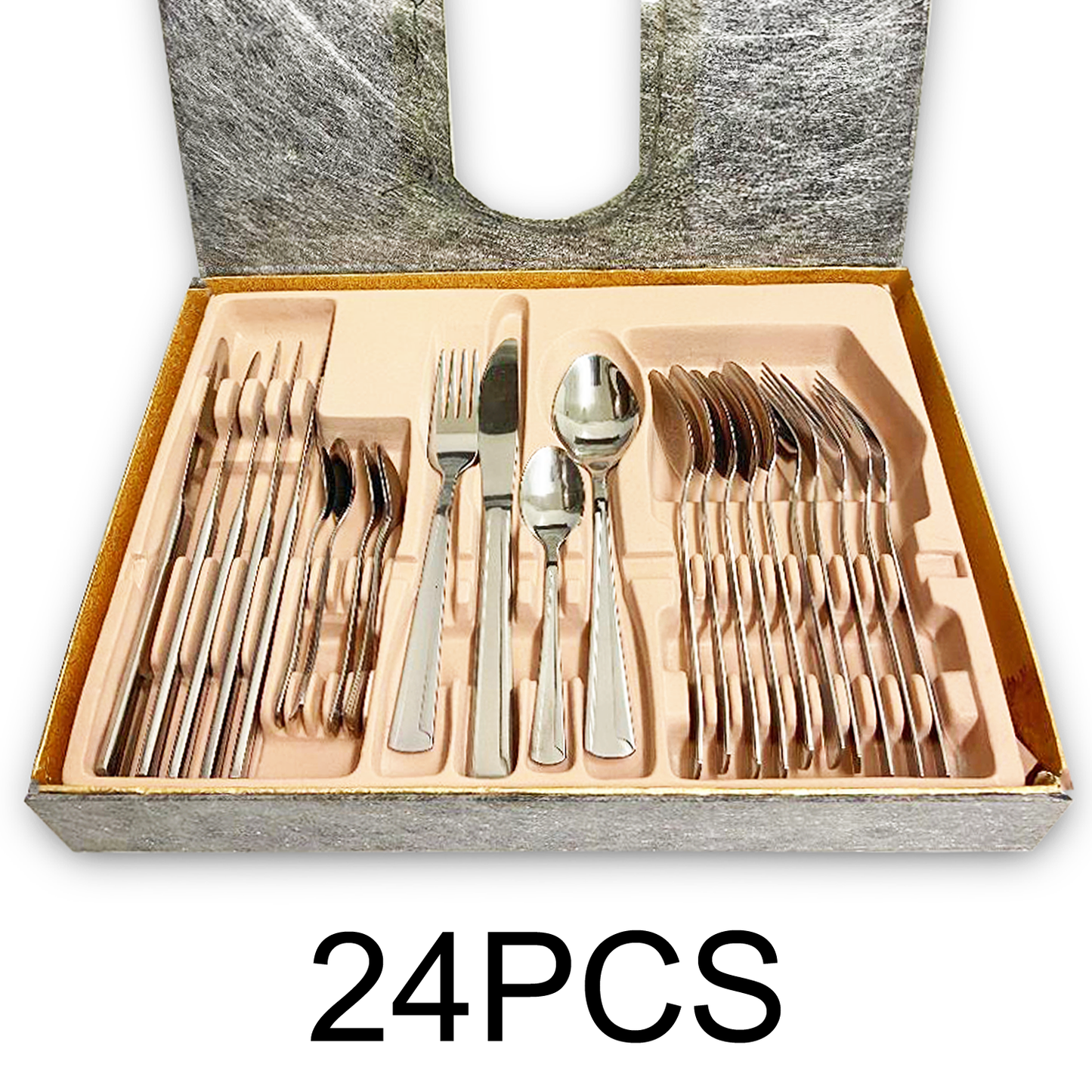 24 PC Stainless Steel Silverware Flatware Cutlery Set