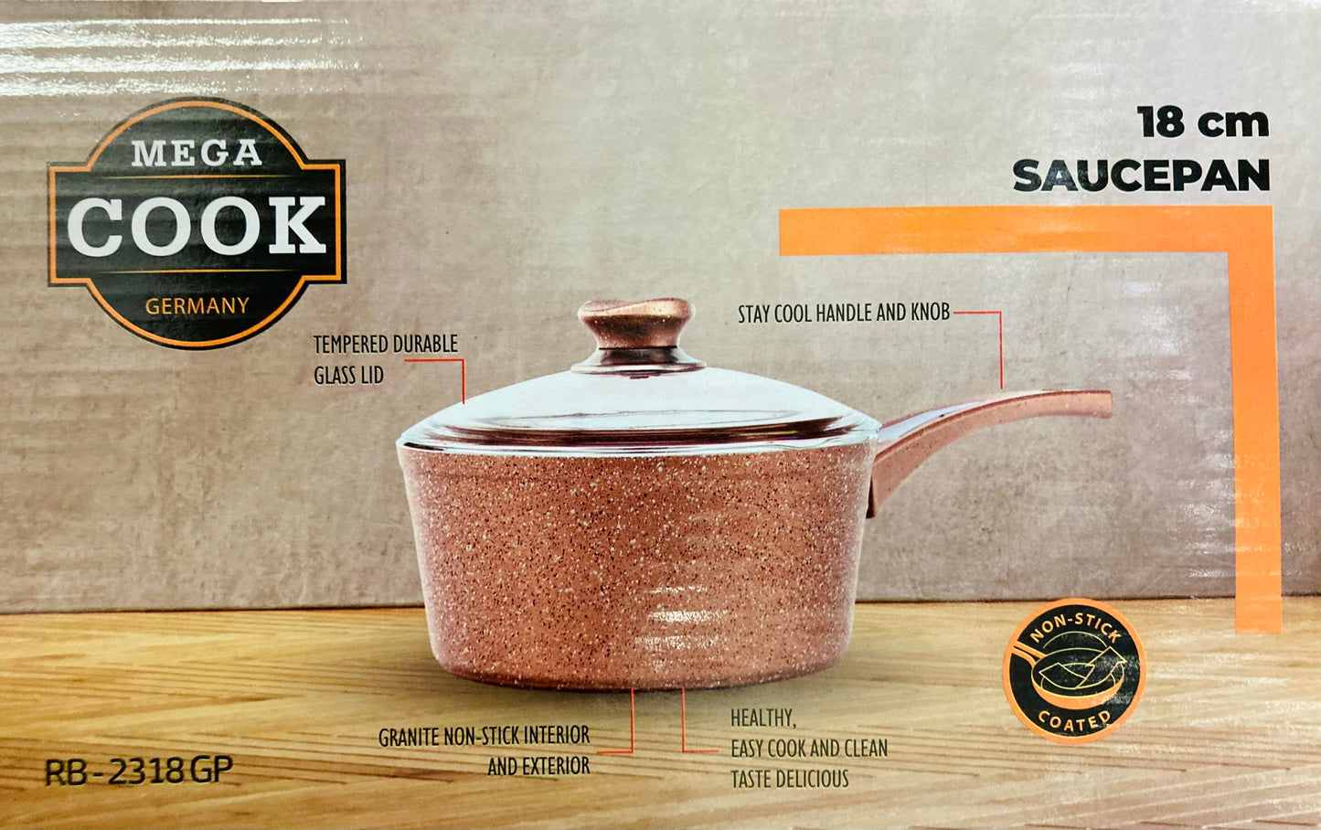 18cm Bronze Granite Coating Aluminum Sauce Pan