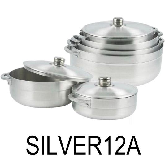 12 PC Silver Aluminum Stock Pot Set