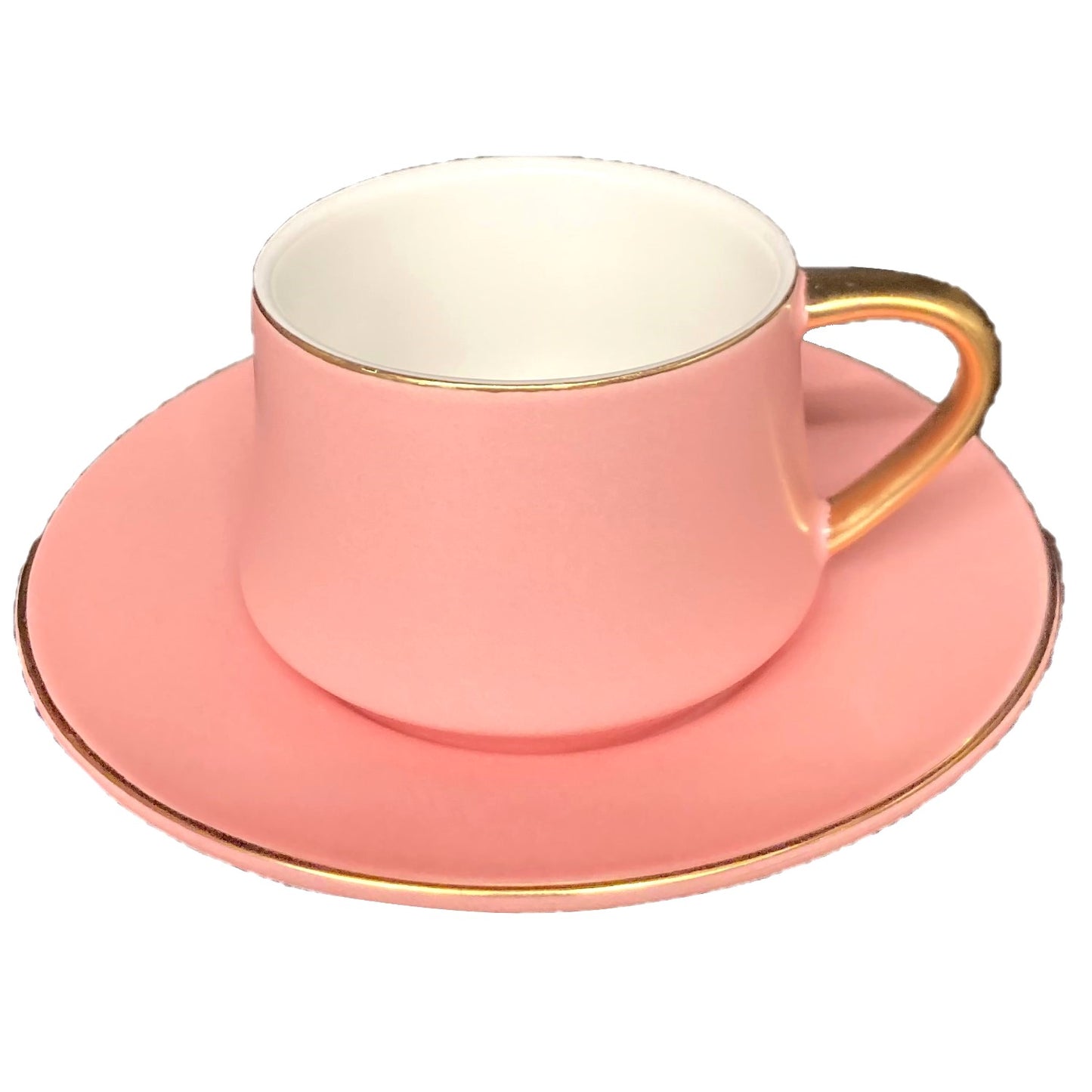 12 PC Matte Pink & Gold Coffee Set