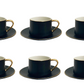 12 PC Matte Black & Gold Coffee Set