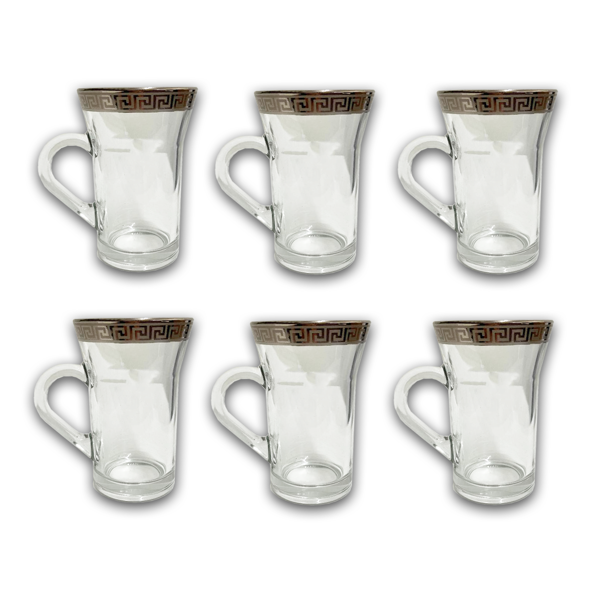 6 PC Tall Silver Versace Inspired Design Glass Cups – R & B Import