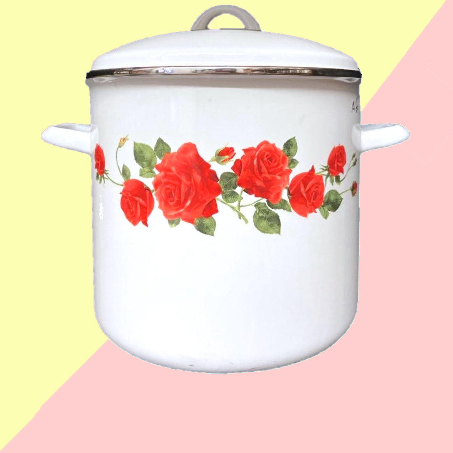 8 QT Rose Enamel Stock Pot with Lid