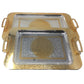 2 PC Serving Tray Set Gold Handle and Chrome Plated