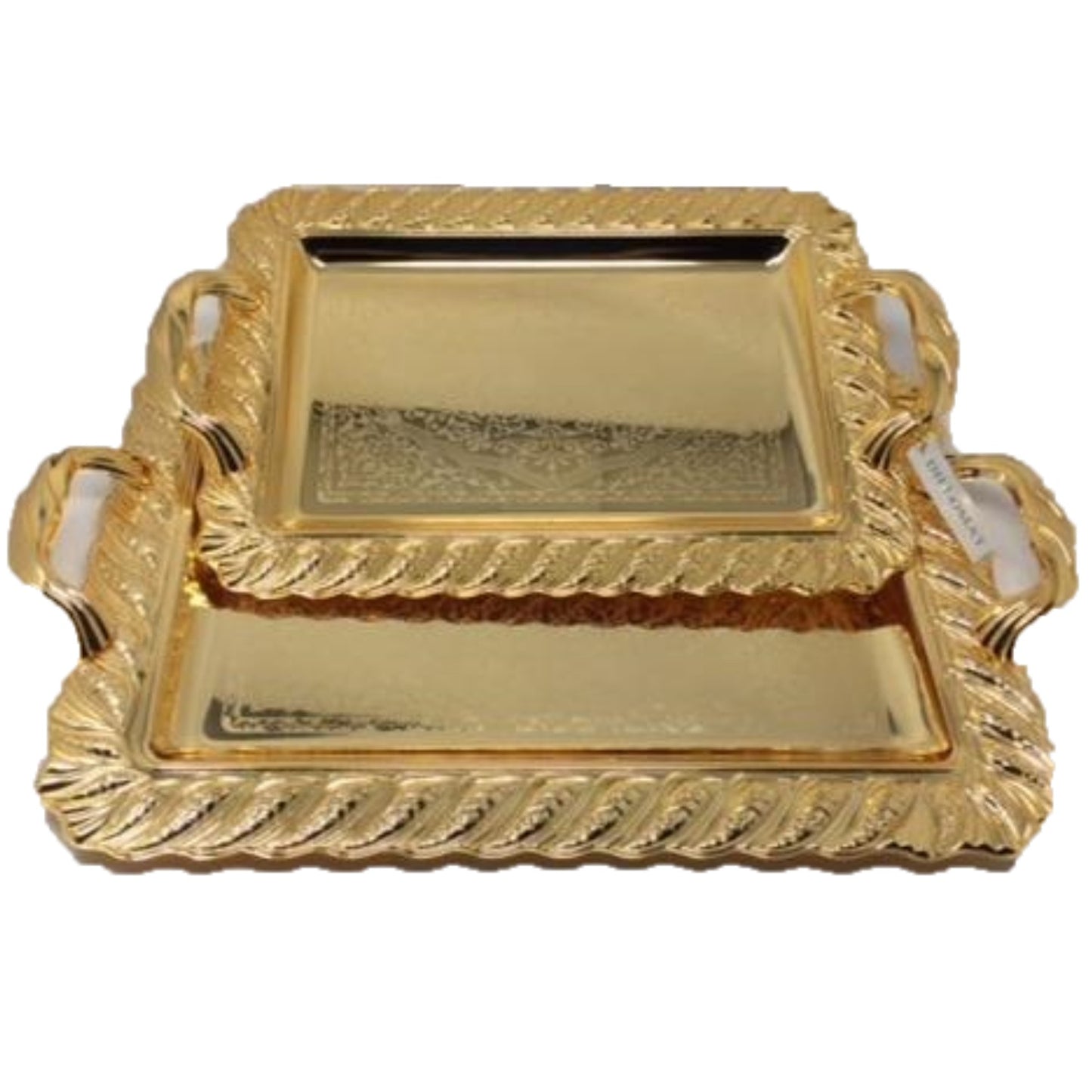 2 PC Luxurious Vintage Royal Gold Serving Tray