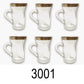 6 PC Gold Versace Inspired Design Glass Cups