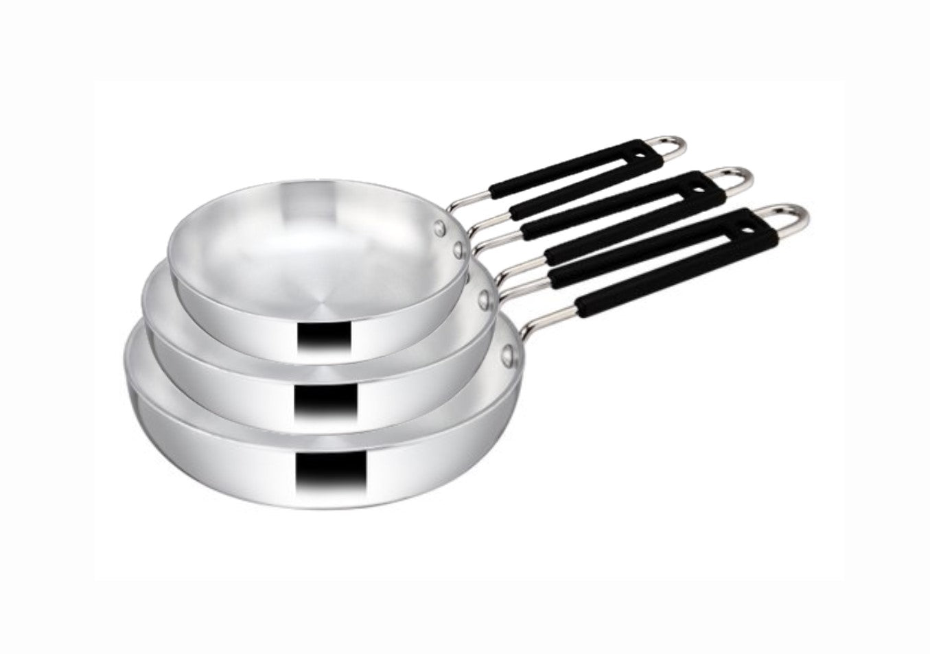 3 PC Aluminum Fry Pan With PVC Wire Handle
