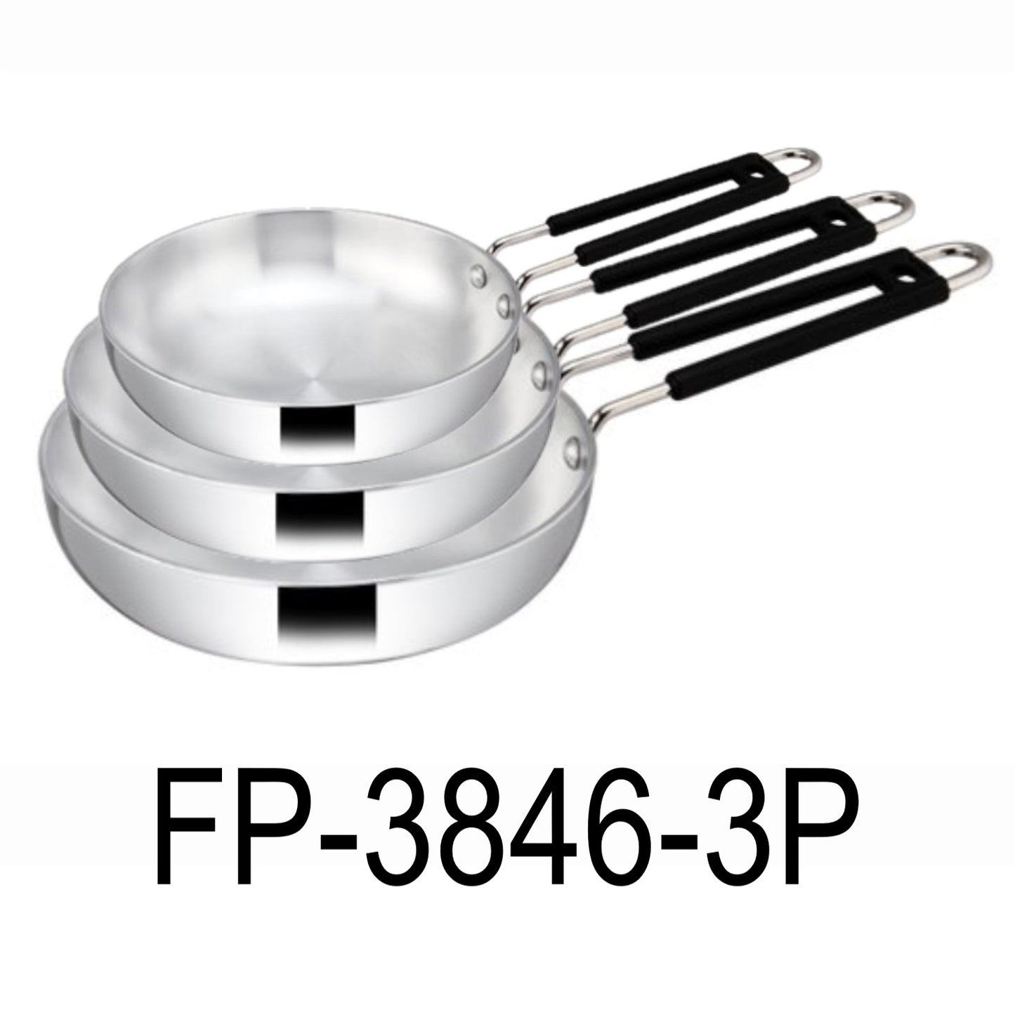3 PC Aluminum Fry Pan With PVC Wire Handle