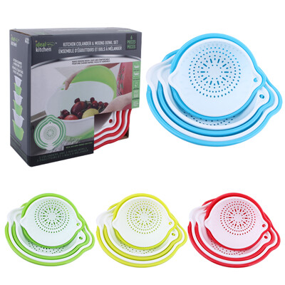6 Pieces Red Kitchen Colander & Mixing Bowl Set