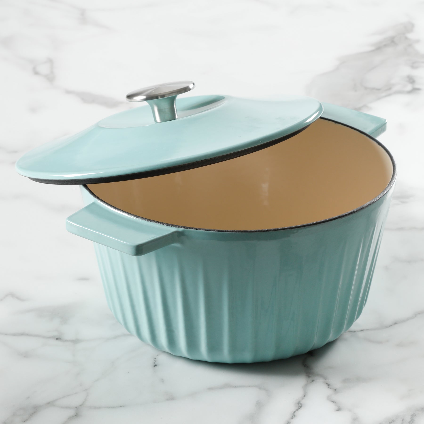 Martha Stewart Enameled Cast Iron 7 Quart Dutch Oven with Lid in Turquoise