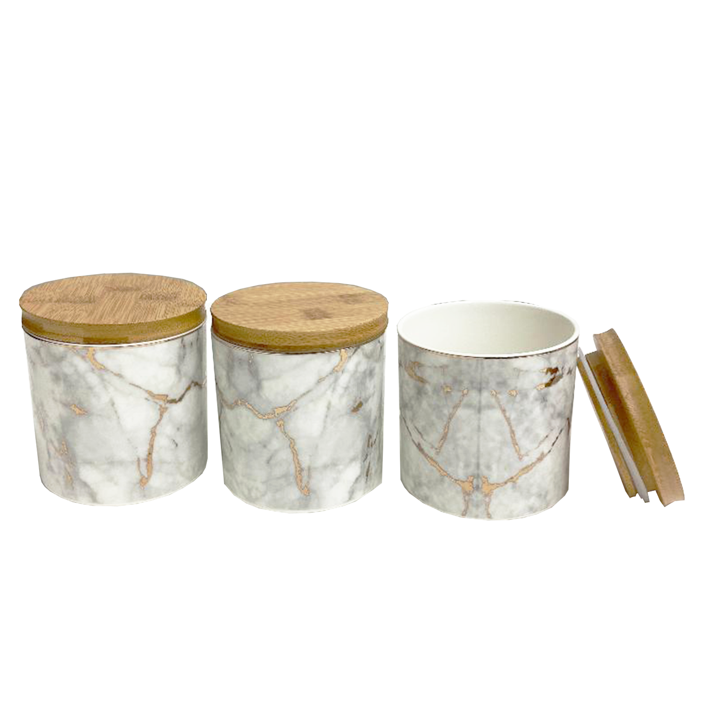 3 PC Canister Set With Bamboo Lid