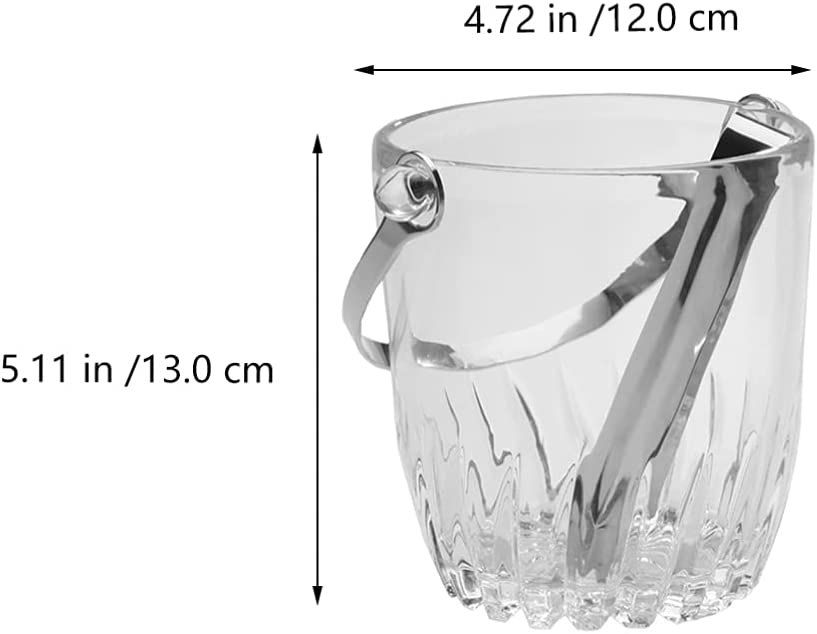 Glass Ice Bucket With Metal Tong & Handle