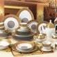 49 PC Greek Gold and White Pattern Dinner Set
