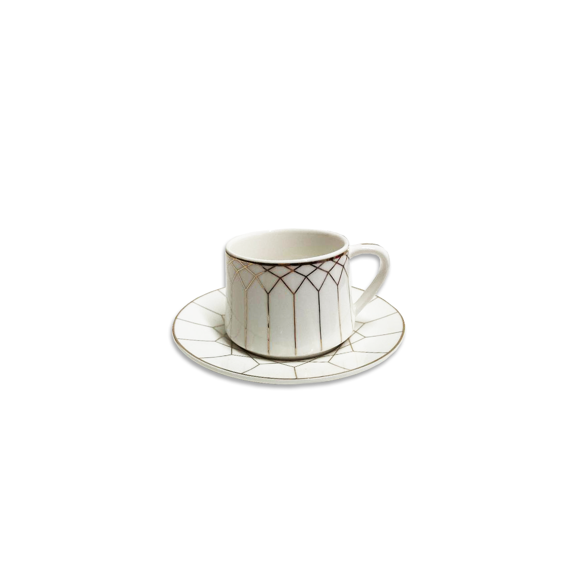 12 PC White & Gold Turkish Coffee Cup and Saucer