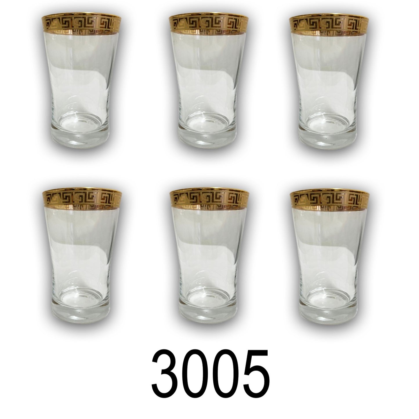 Gold Rimmed Greek Key Pint Glasses - Set of 6