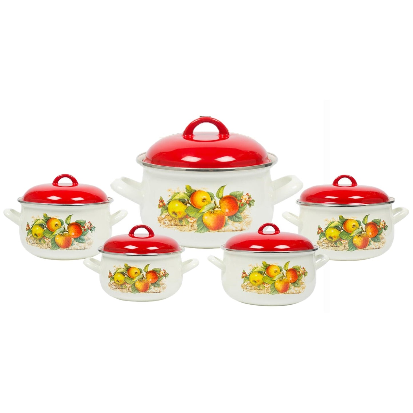 10 PC Apple Enamel Stock Pot Set