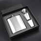 8 Oz Stainless Steel Hip Flask Set In Black Gift Box