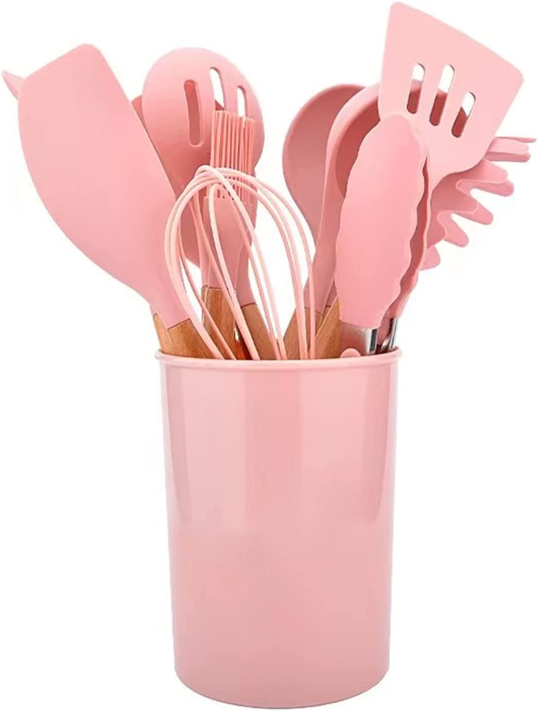 12 PC Pink Silicone Utensil Set With Storage Box