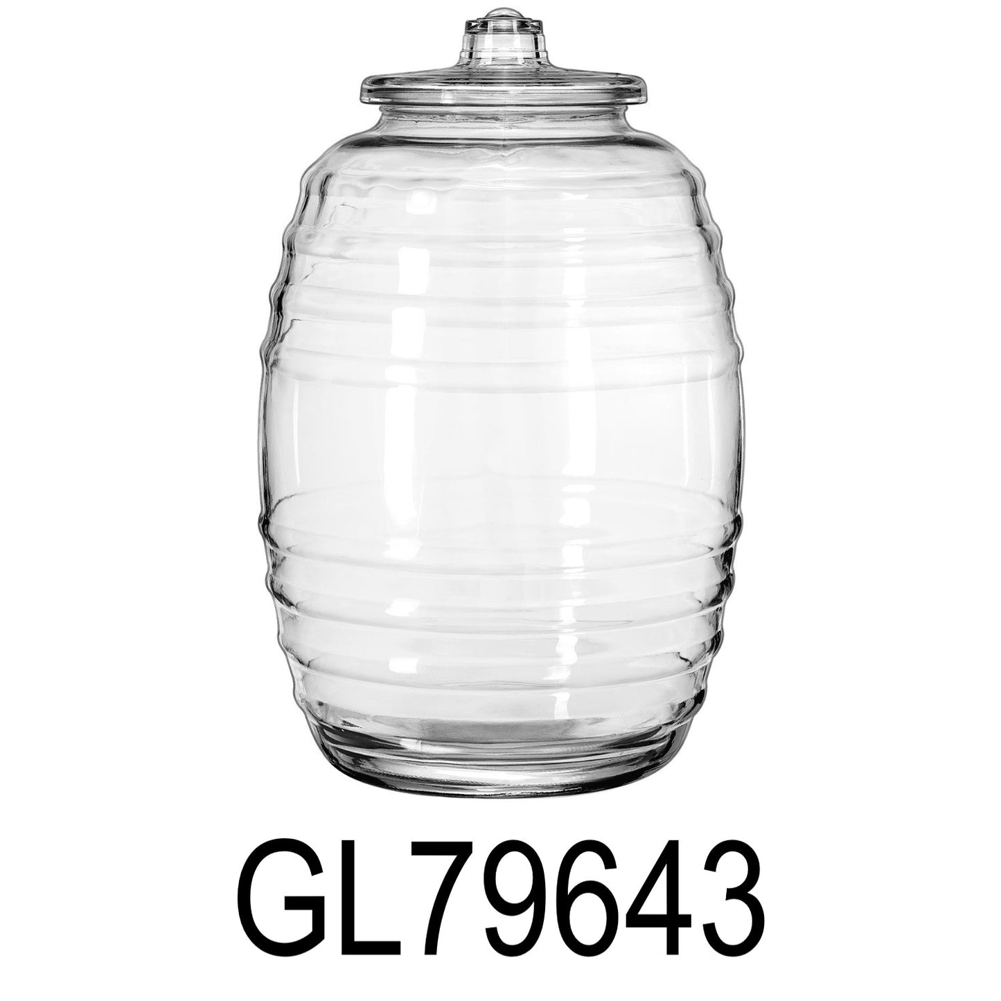 3 GAL Glass Barrel Storage With Lid