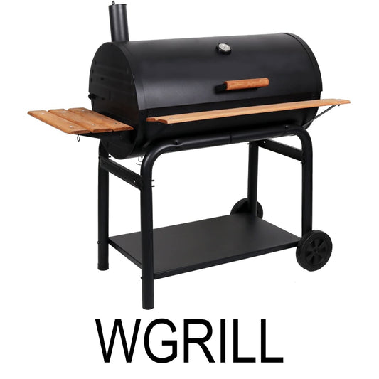 Premium BBQ Grill with Wooden Shelves- Charcoal Grill